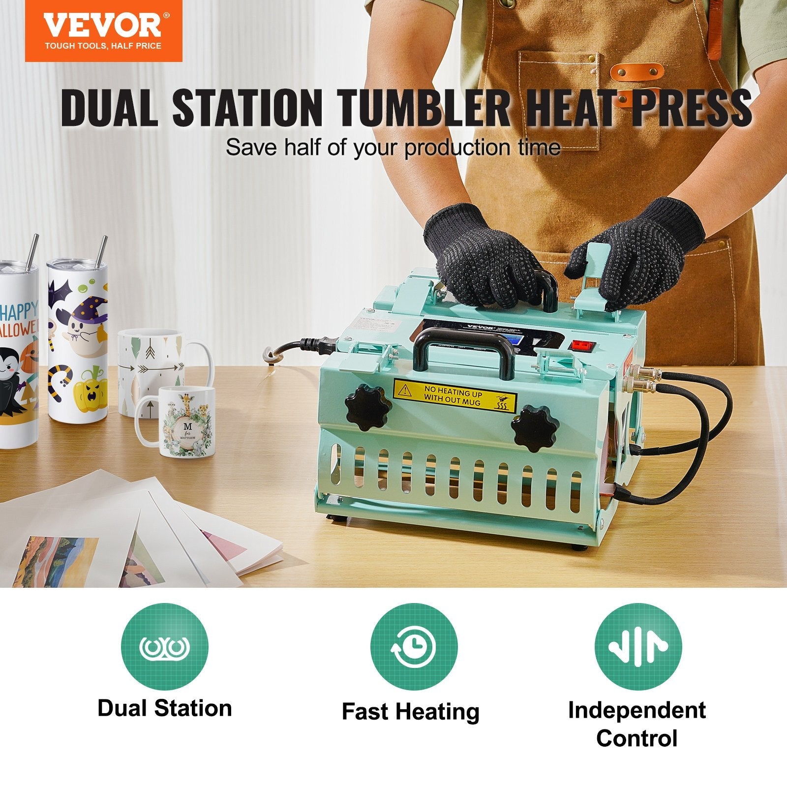 VEVOR Tumbler Heat Press Machine 2 Station Heaters 11-30oz Mug Press Sublimation 