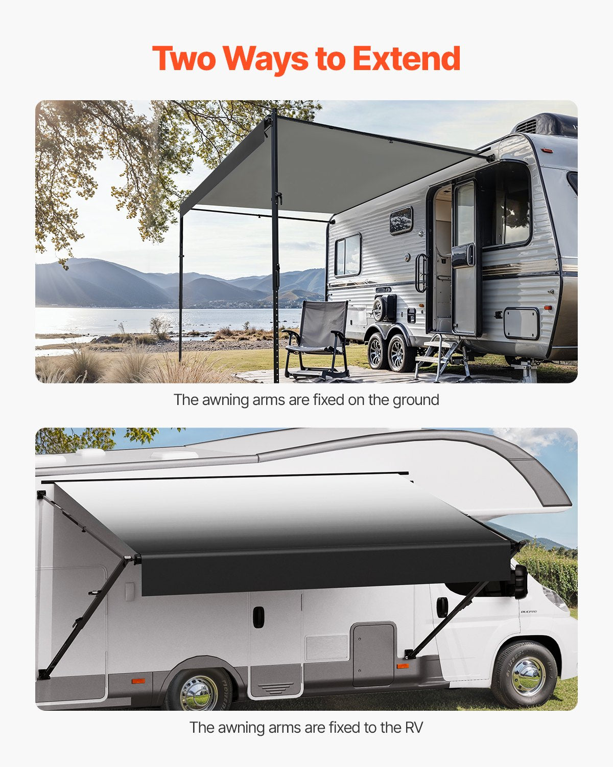 VEVOR 14' RV Replacement Awning Manual Trailer Awning for Most RVs 