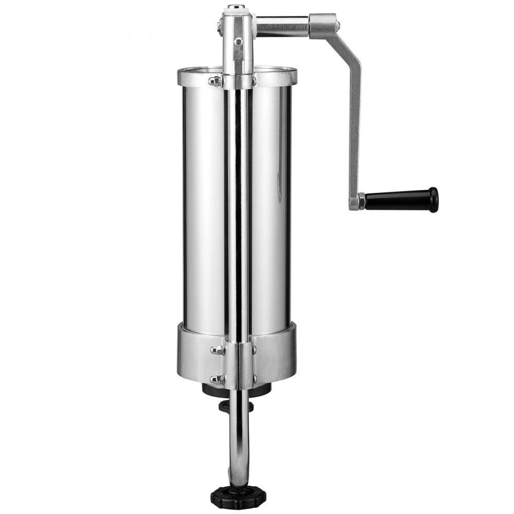 VEVOR Sausage Stuffer, 5LBS/3L Capacity, 304 Stainless Steel Vertical Sausage Stuffer, Sausage Filling Machine with 3 Stuffing Tubes, Suction Base and Manual Crank for Household or Commercial Use 