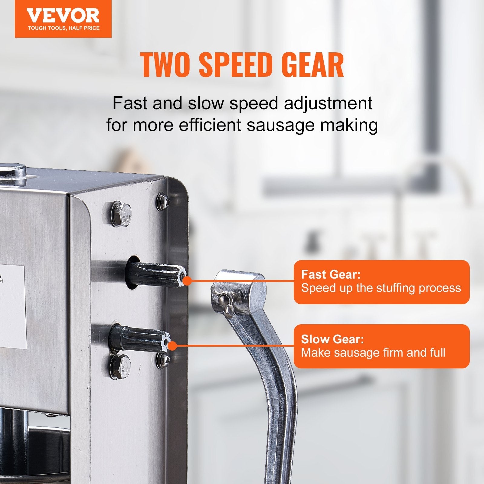 VEVOR Manual Sausage Stuffer 7 L Vertical Sausage Machine 304 Stainless Steel 