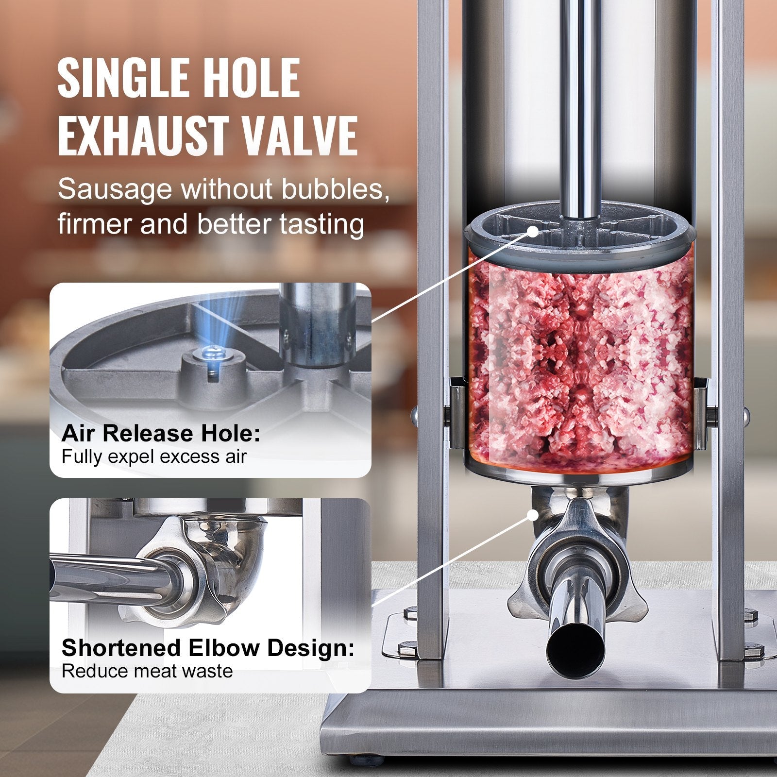 VEVOR Manual Sausage Stuffer 7 L Vertical Sausage Machine 304 Stainless Steel 