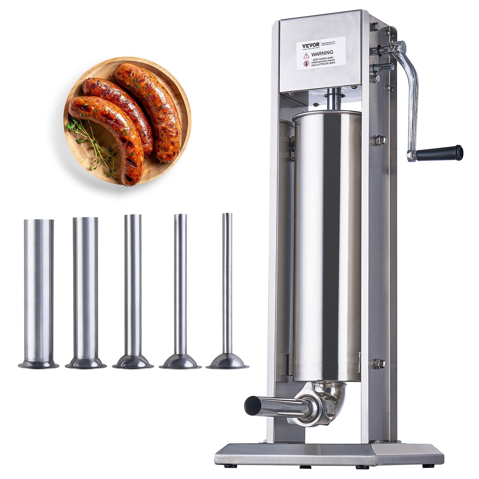 VEVOR Manual Sausage Stuffer 7 L Vertical Sausage Machine 304 Stainless Steel 