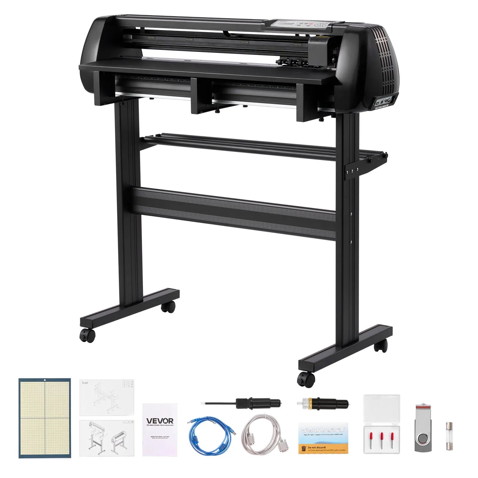 VEVOR Vinyl Cutter Machine, 34 inch Max Feed Width, Dual Blades, Adjustable Force and Speed, LED Display, Vinyl Plotter Cutter Printer with Signmaster Software for Compatible with Windows and macOS 