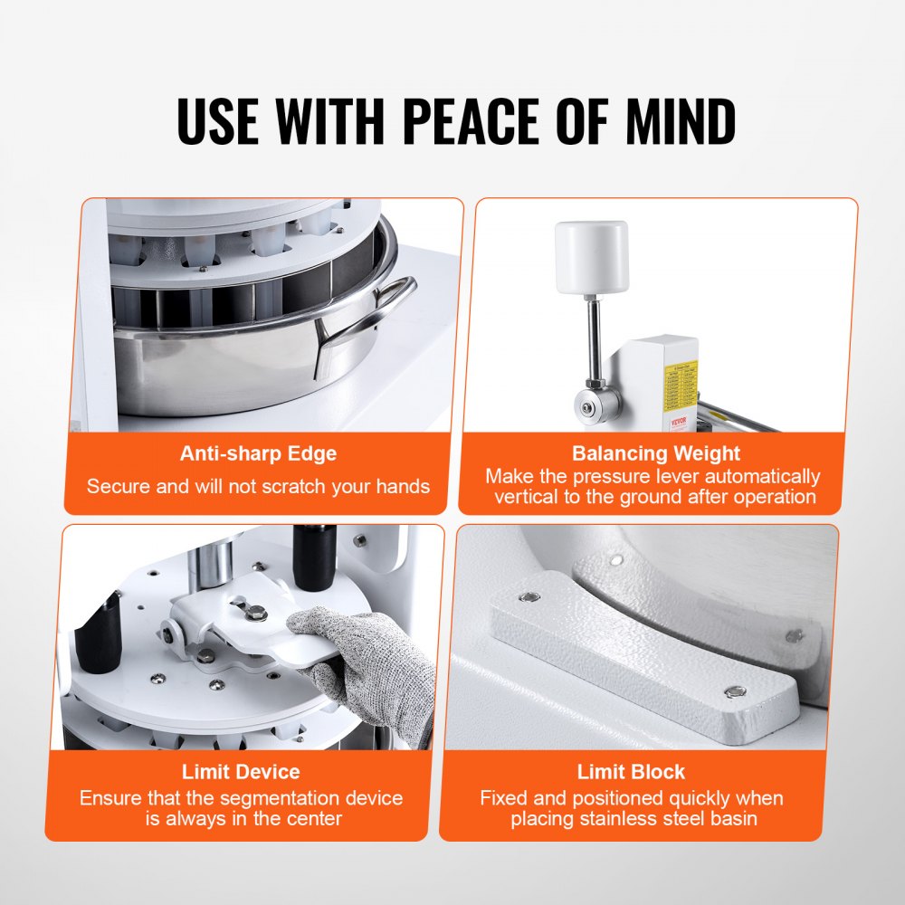 VEVOR Manual Dough Divider 10PCS Hand Press Dough Cutter Bread Maker for Bakery 