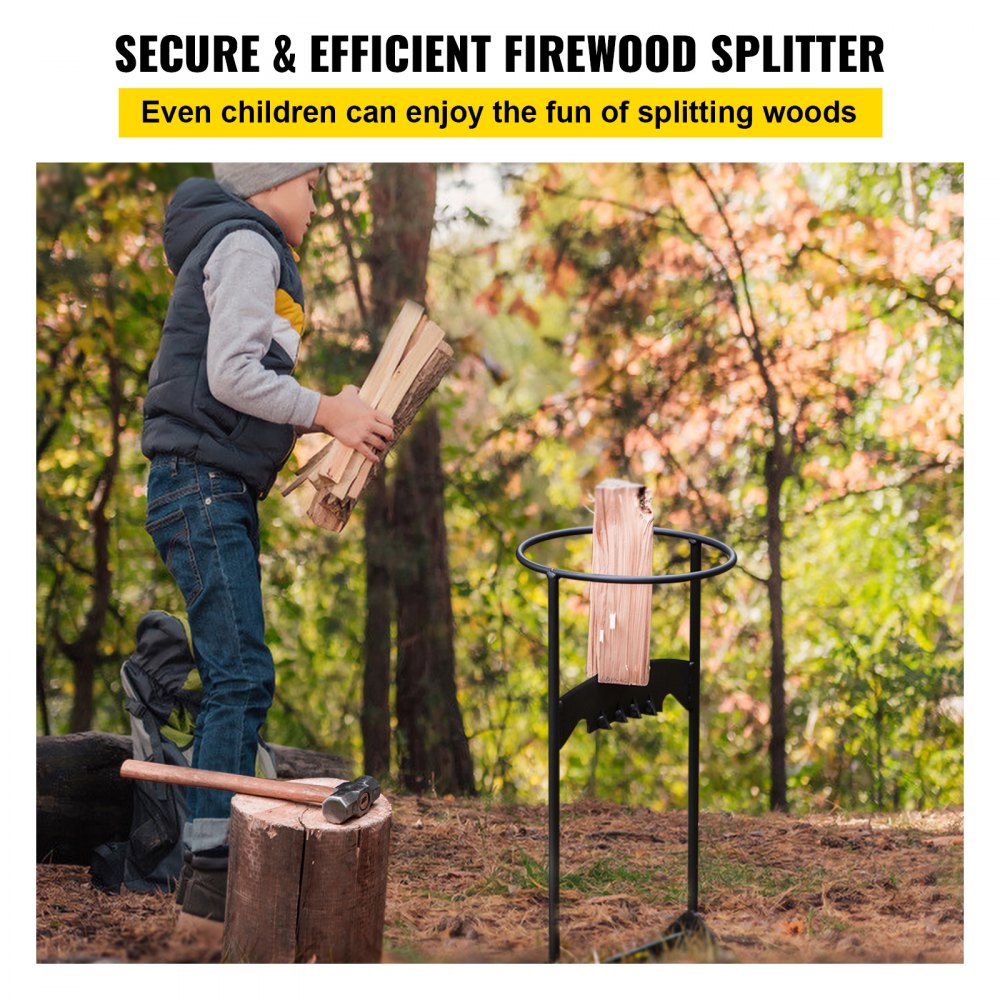 VEVOR Firewood Splitter, Q235 Steel Wood Splitter Wedge, for Splitting 8" Diameter Wood Manual Wedge Wood Splitter, 10.8"x21.8" Portable Log Splitting w/ 4 Screws & Blade Cover, for Home, Campsite 