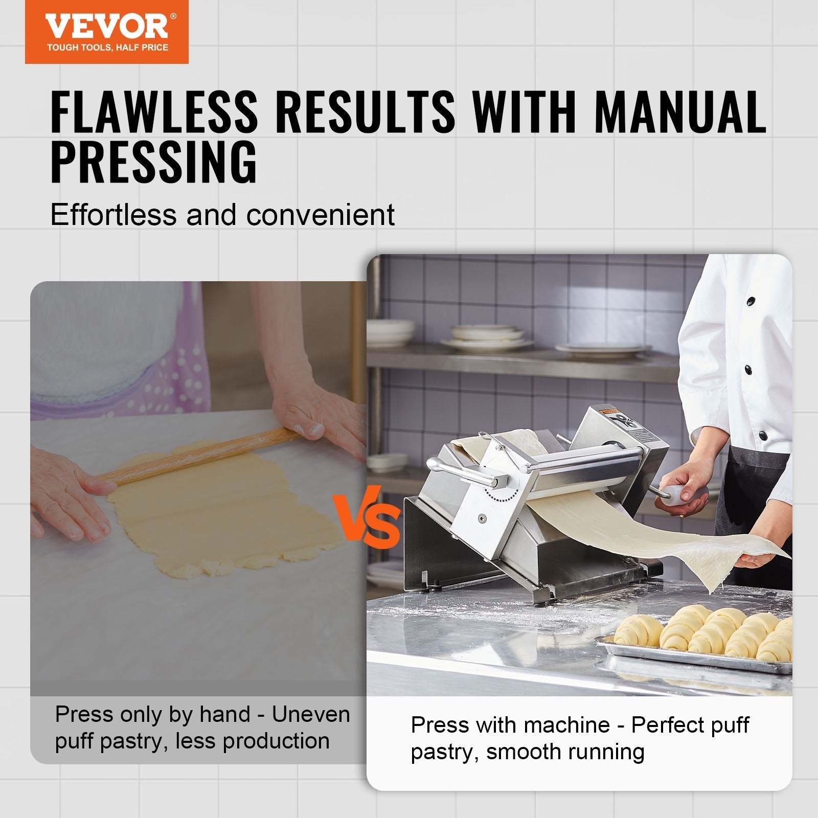 VEVOR Manual Dough Sheeter Machine Max 1/2" Dough Roller Pastry Press Machine 