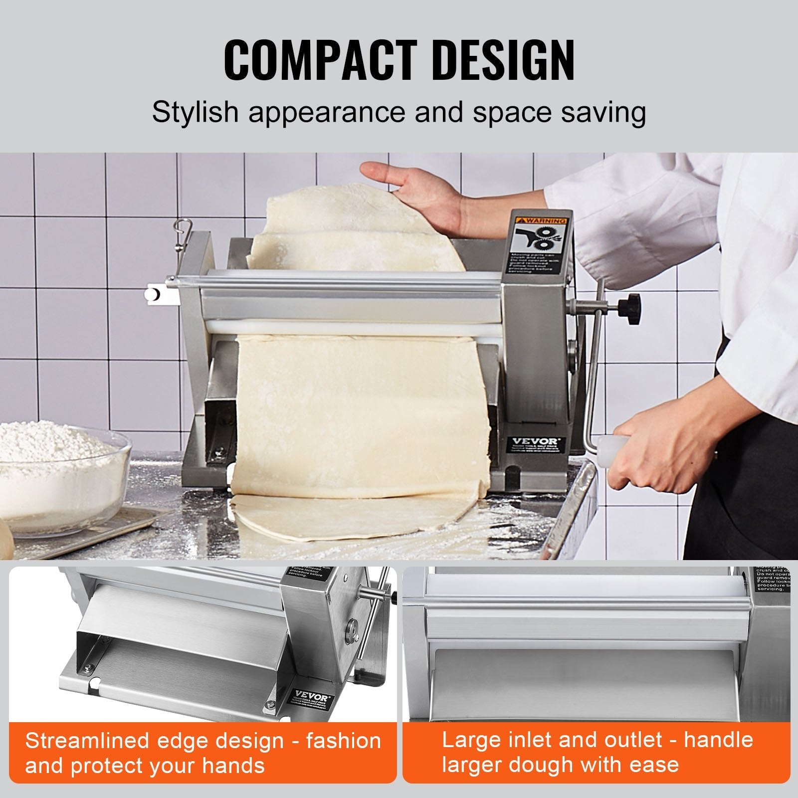 VEVOR Manual Dough Sheeter Machine Max 1/2" Dough Roller Pastry Press Machine 