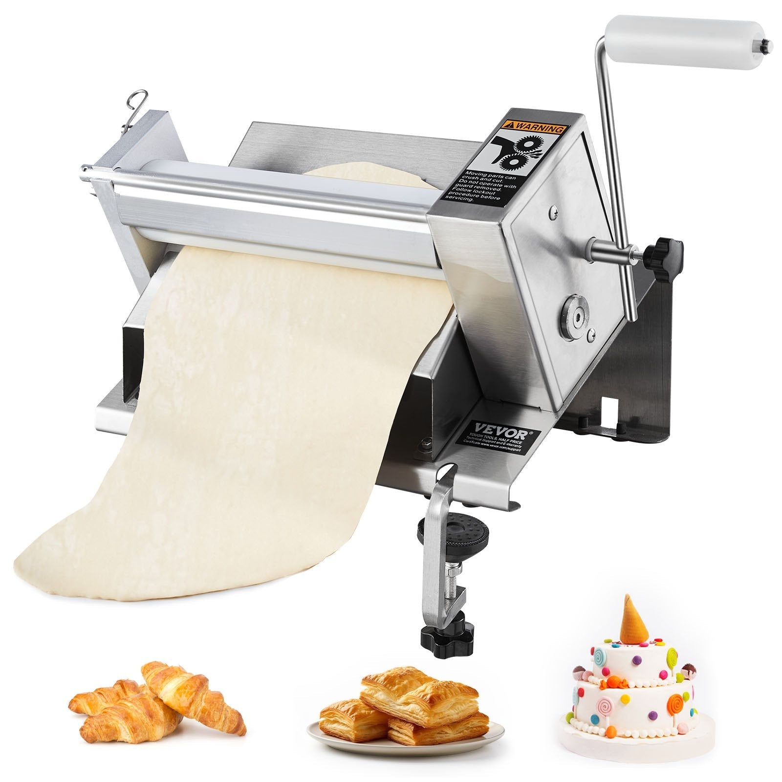 VEVOR Manual Dough Sheeter Machine Max 1/2" Dough Roller Pastry Press Machine 