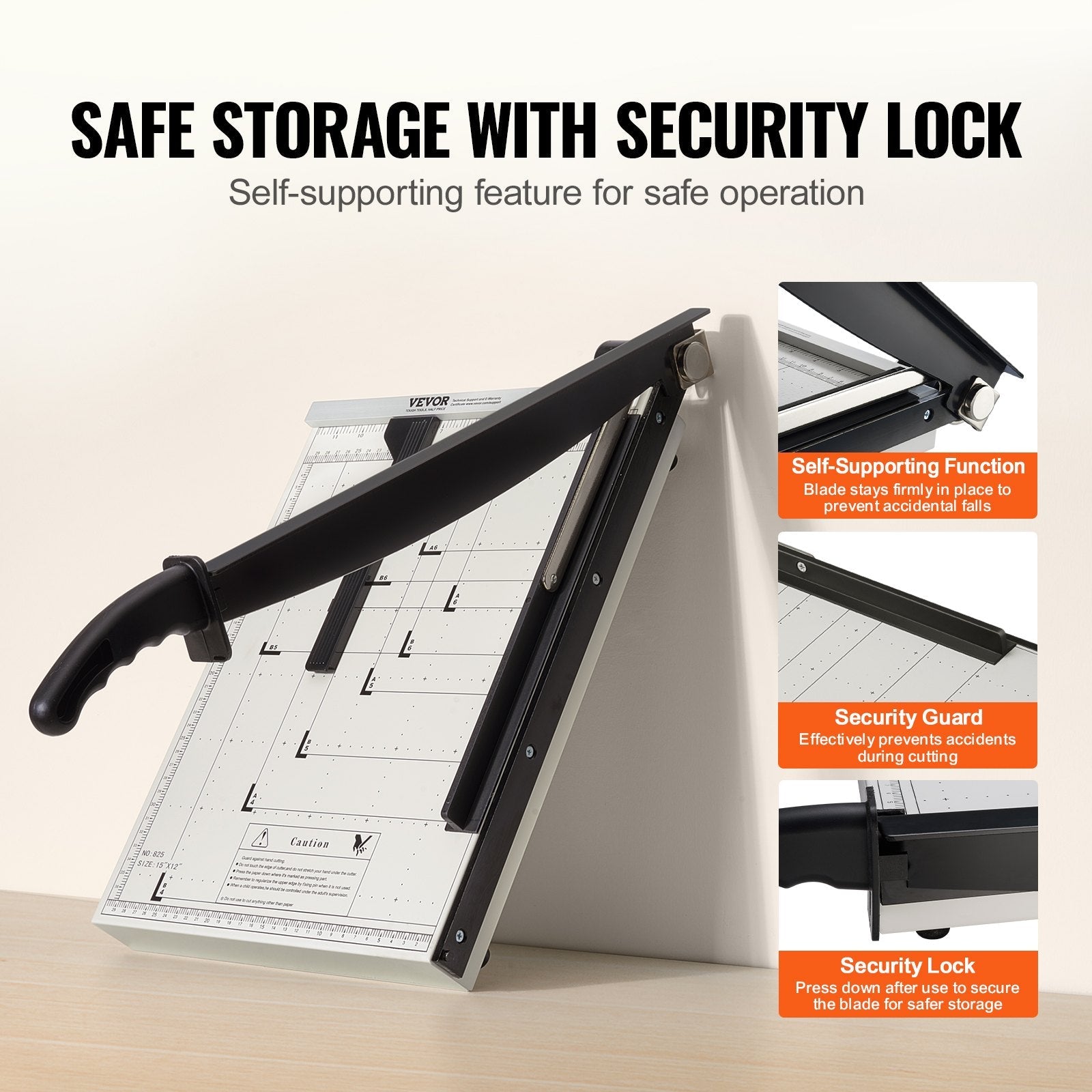 VEVOR Paper Cutter, Guillotine Trimmer, 15" Cut Length, 16 Sheets Capacity, Heavy Duty Guillotine Paper Cutter with Guard Rail/Blade Lock for Cardstock/Cardboard, Paper Trimmer for Home Office School 