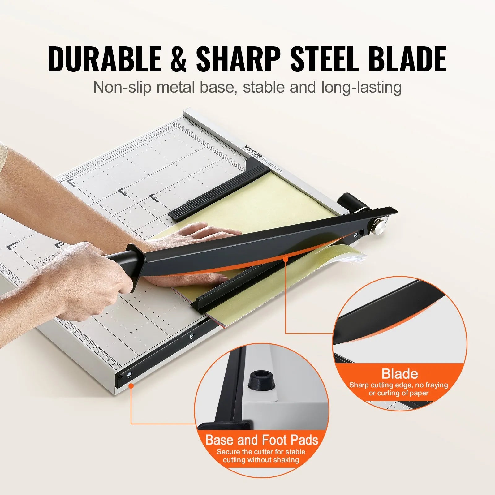 VEVOR Paper Cutter, Guillotine Trimmer, 18" Cut Length, 20 Sheets Capacity, Heavy Duty Guillotine Paper Cutter with Guard Rail/Blade Lock for Cardstock/Cardboard, Paper Trimmer for Home Office School
