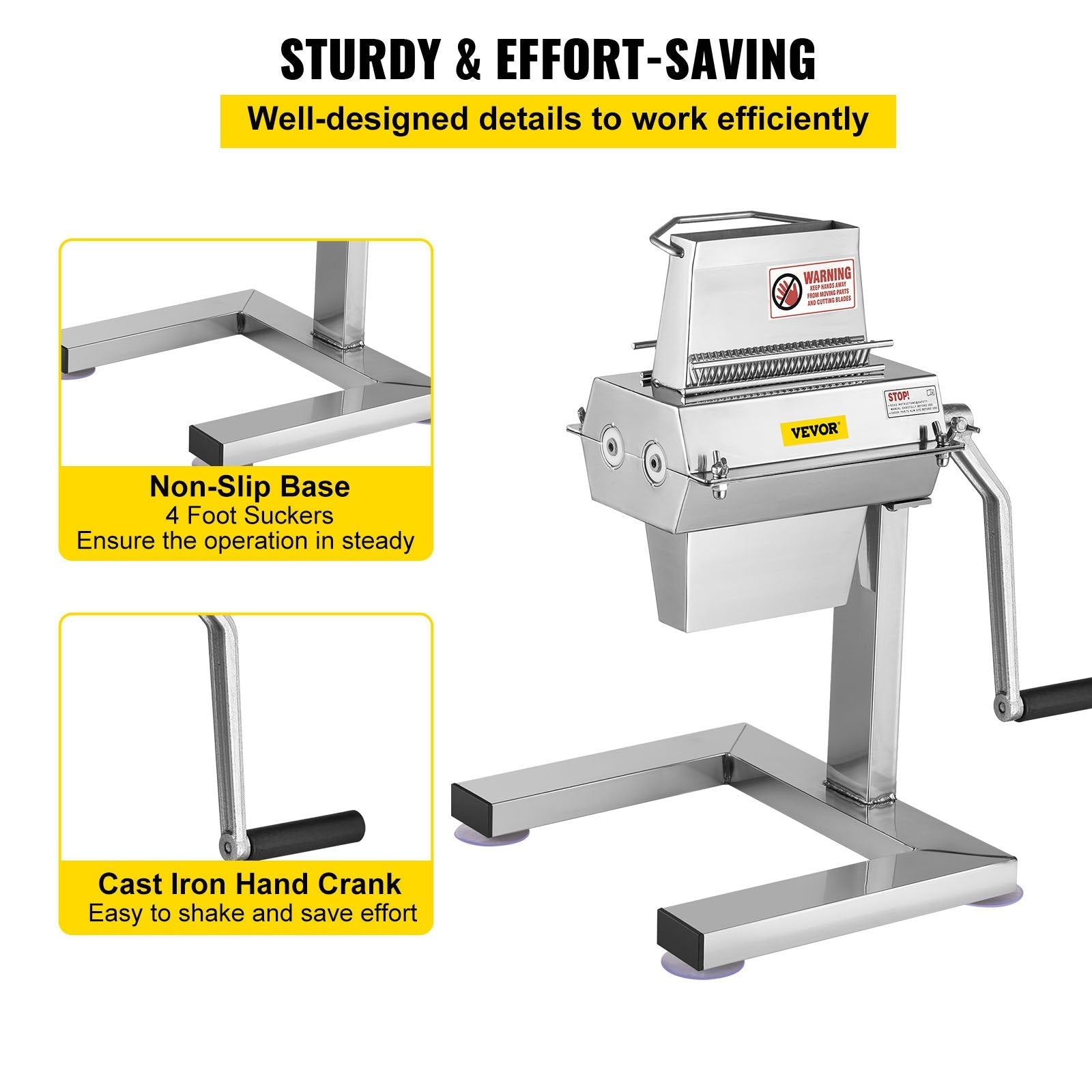 VEVOR Meat Tenderizer Machine, 5 in/12.5 cm Cutting Width, Manual Steak Tenderizer with Stainless Steel Blades and C-Clamp Combs, Heavy Duty Construction Used for Tendering Pork Beef Mutton 