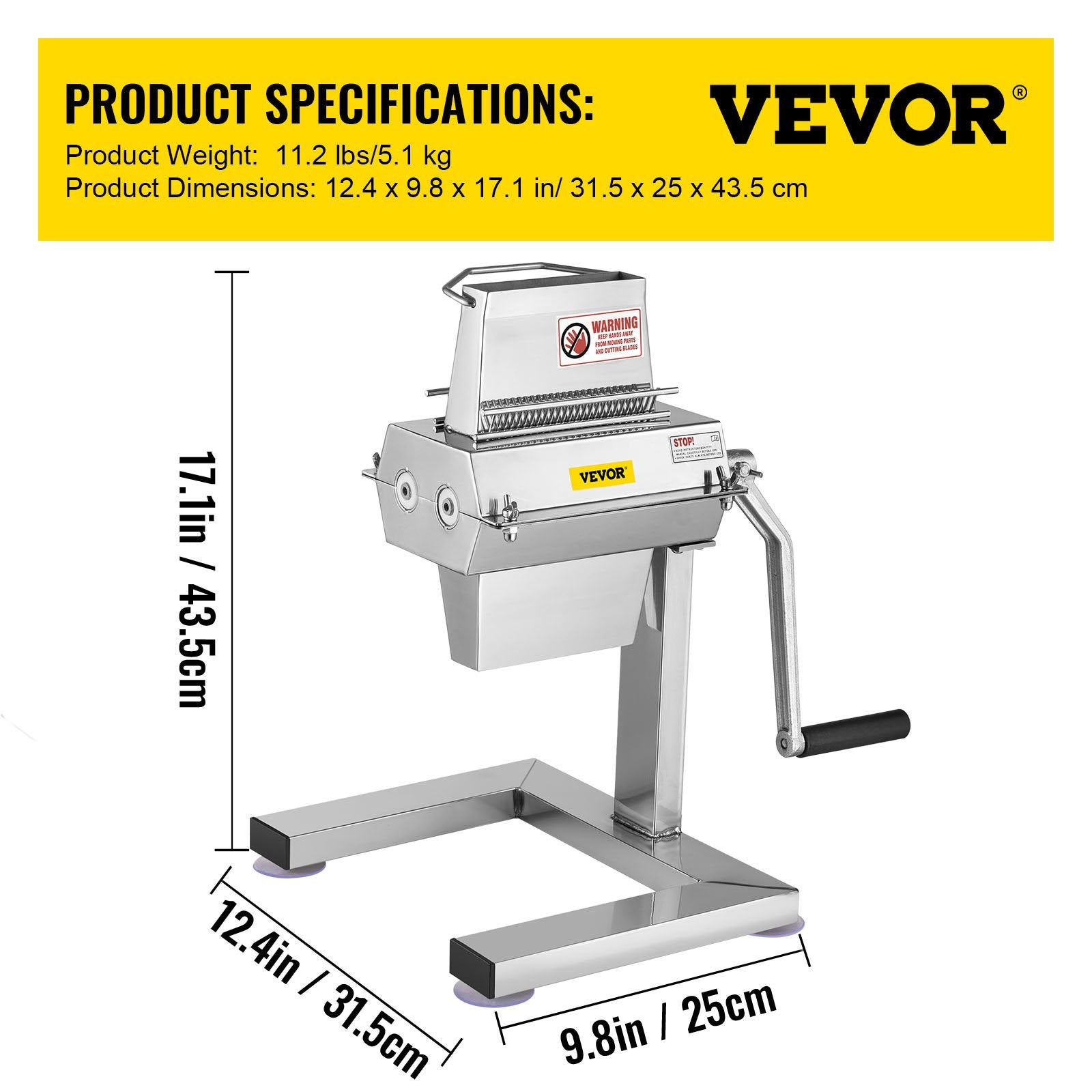 VEVOR Meat Tenderizer Machine, 5 in/12.5 cm Cutting Width, Manual Steak Tenderizer with Stainless Steel Blades and C-Clamp Combs, Heavy Duty Construction Used for Tendering Pork Beef Mutton 