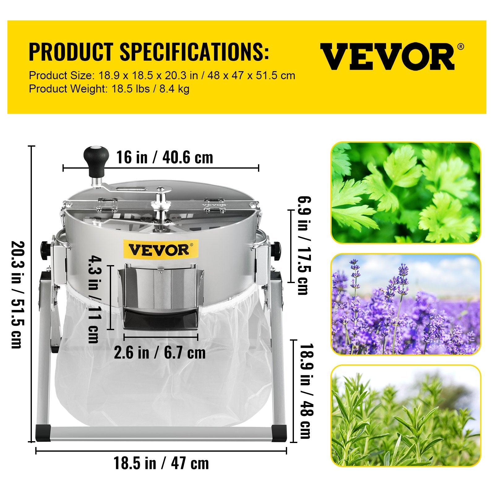 VEVOR Bud Leaf Trimmer, 16 inch Manual Hydroponic Dry or Wet Plant Trimming Machine, with Sharp Stainless Steel Blades & Solid Metal Gearbox, Twisted Spin Cut for Flowers, Leaves, Herbs 