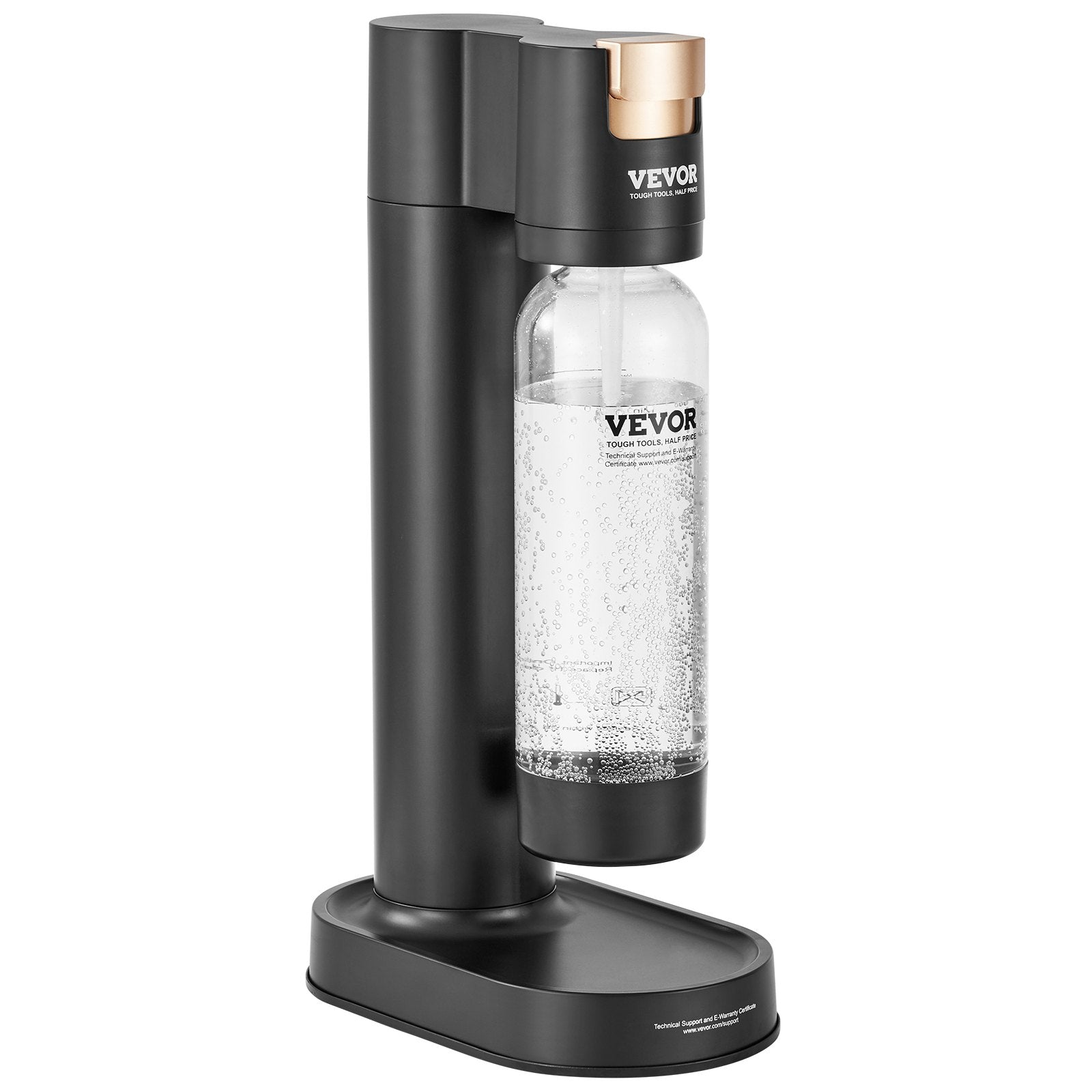 VEVOR Sparkling Water Maker, Soda Maker Machine for Home Carbonating, Seltzer Water Starter Kit with BPA free 1L PET Bottle, Compatible with Mainstream Screw-in 60L CO2 Cylinder(NOT Included), Black 