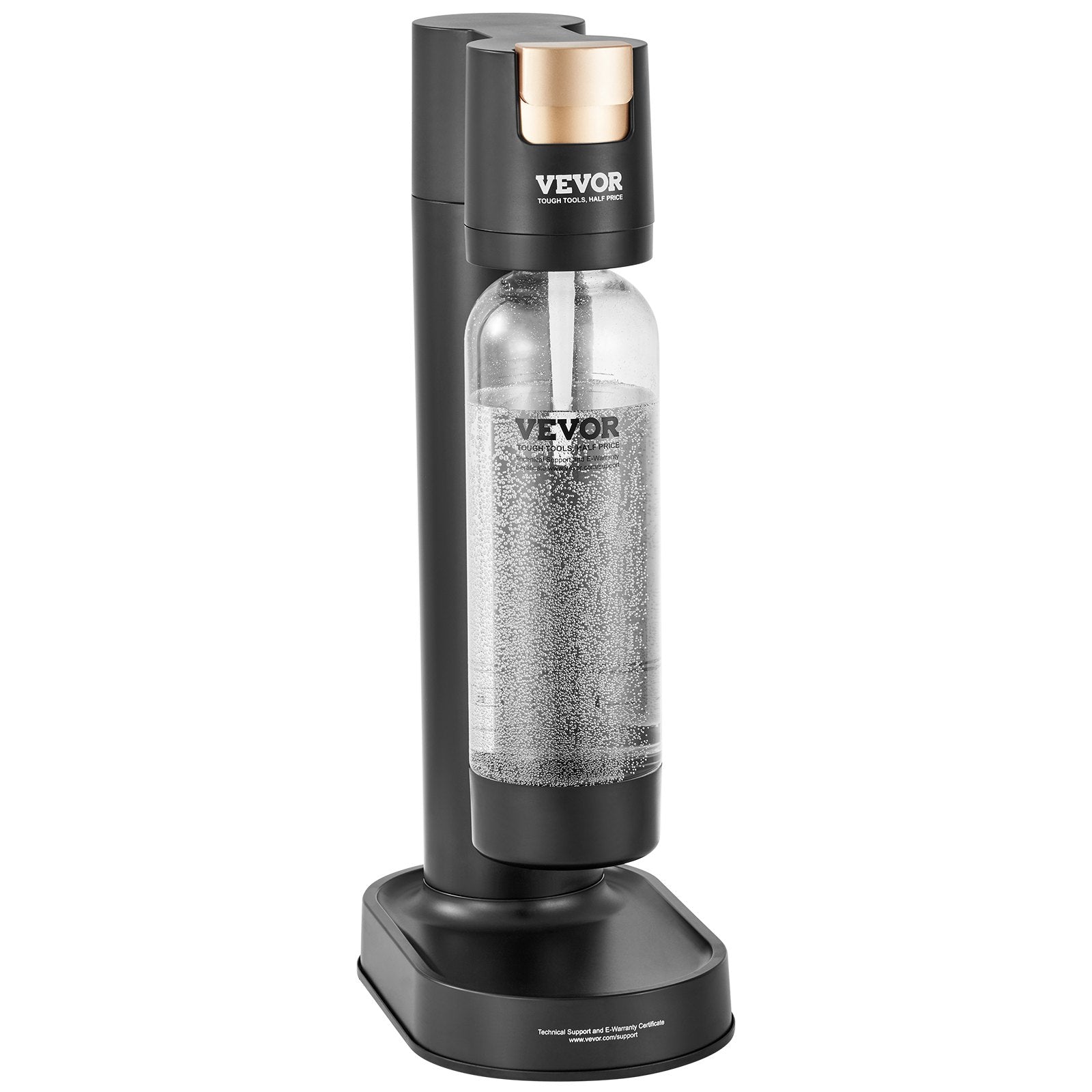 VEVOR Sparkling Water Maker, Soda Maker Machine for Home Carbonating, Seltzer Water Starter Kit with BPA free 1L PET Bottle, Compatible with Mainstream Screw-in 60L CO2 Cylinder(NOT Included), Black 