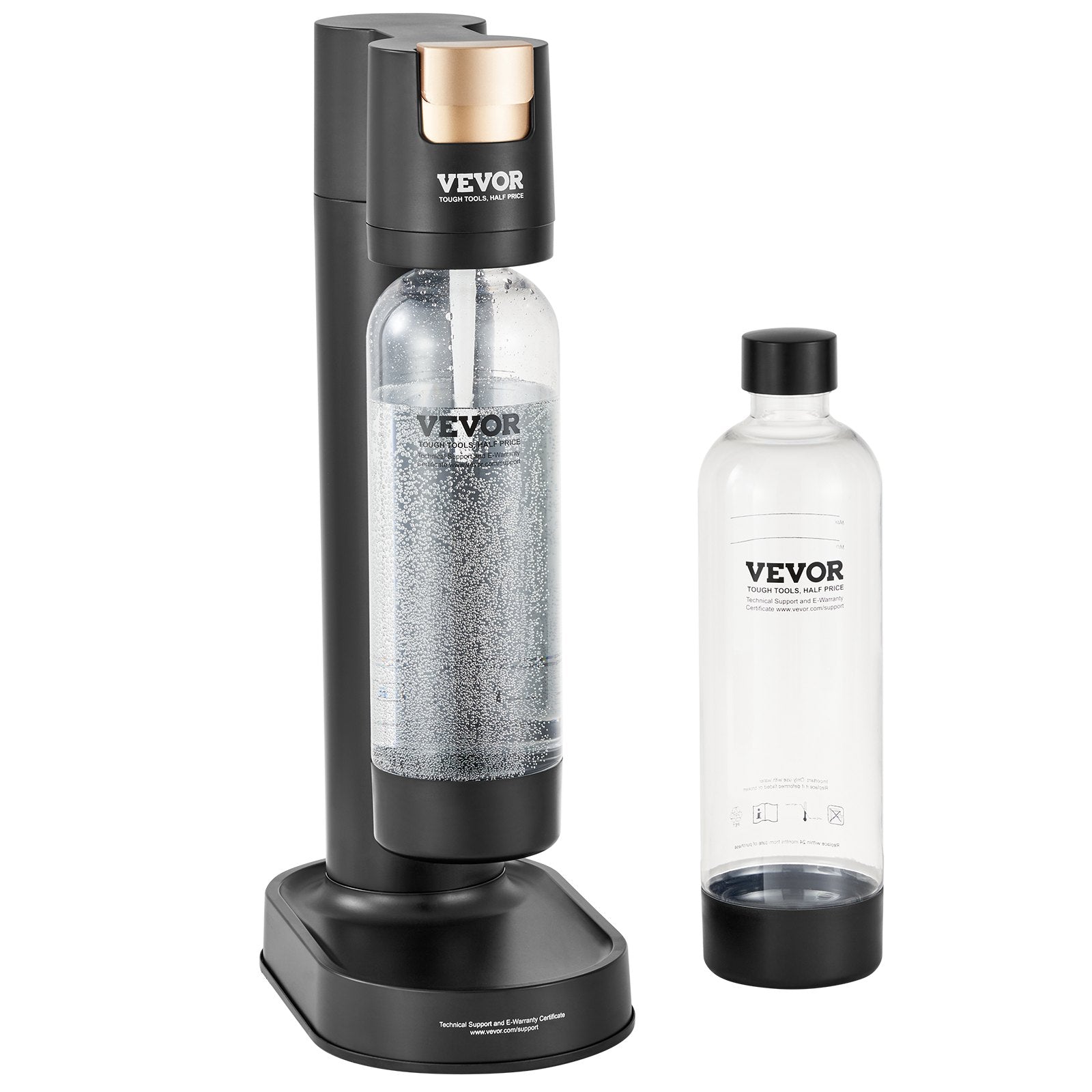 VEVOR Sparkling Water Maker, Soda Maker Machine for Home Carbonating, Seltzer Water Starter Kit with 2 BPA-free 1L PET Bottles, Compatible with Mainstream Screw-in 60L CO2 Cylinder(NOT Included) Black 