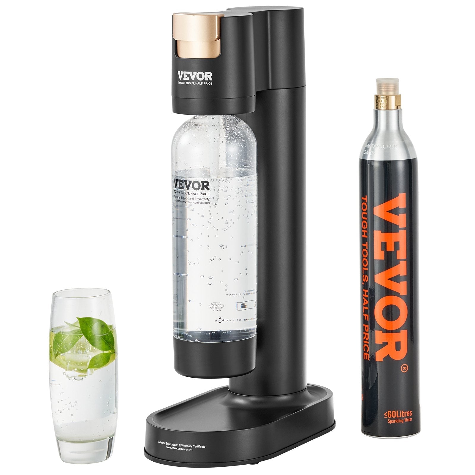 VEVOR Sparkling Water Maker, Soda Maker Machine for Home Carbonating, Seltzer Water Starter Kit with BPA-free 1L PET Bottle, CO2 Cylinder, Compatible with Mainstream Screw-in 60L CO2 Cylinder 