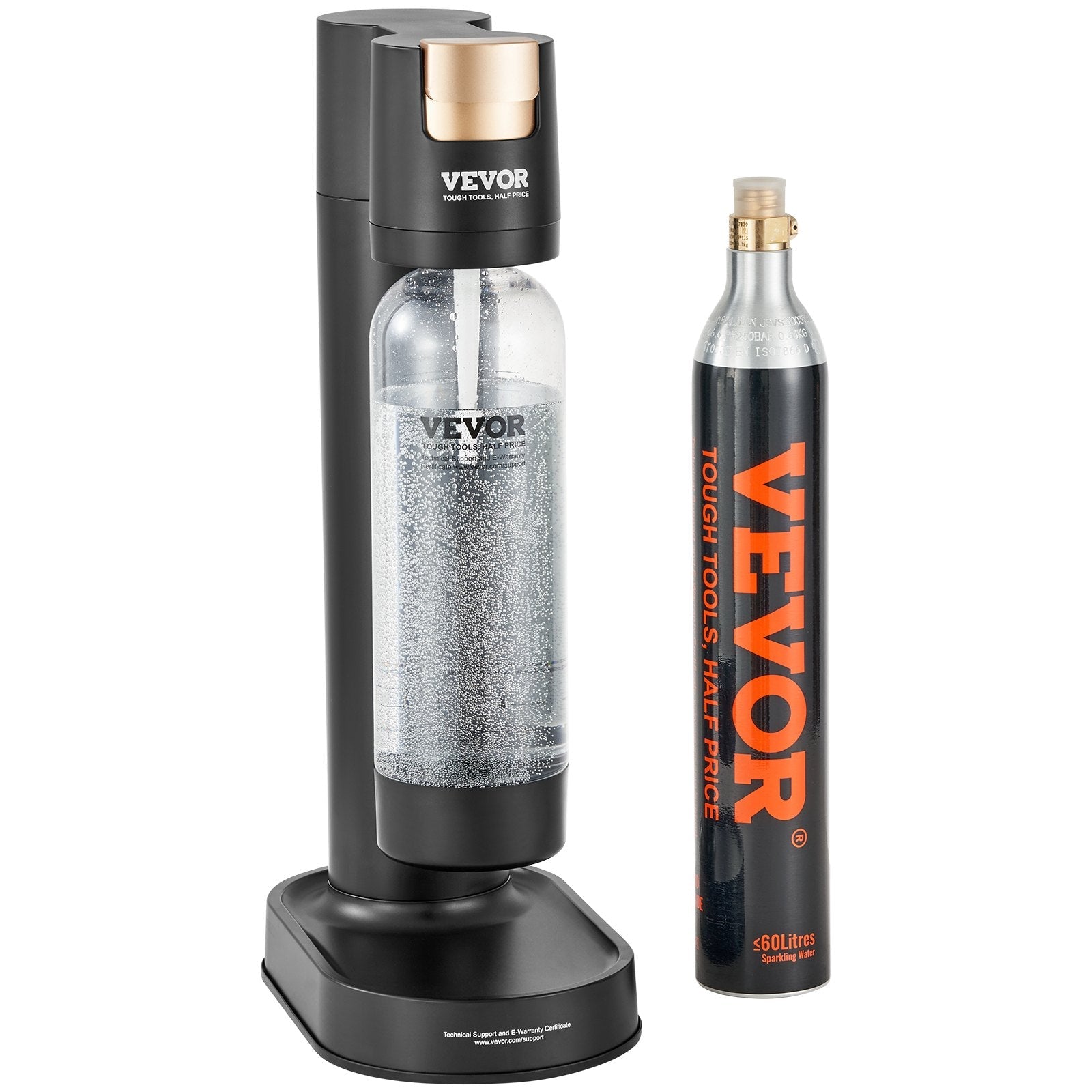 VEVOR Sparkling Water Maker, Soda Maker Machine for Home Carbonating, Seltzer Water Starter Kit with BPA-free 1L PET Bottle, CO2 Cylinder, Compatible with Mainstream Screw-in 60L CO2 Cylinder 