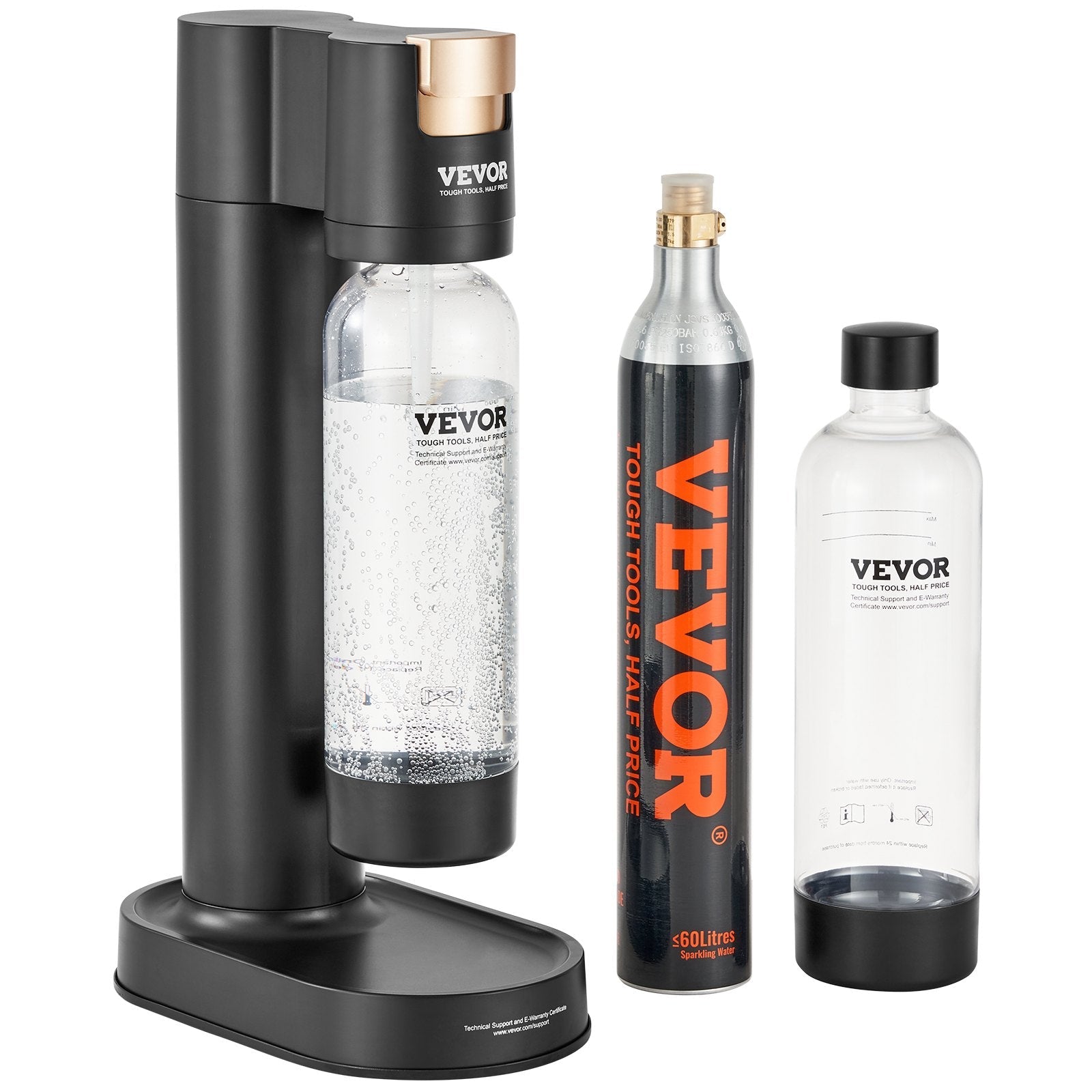 VEVOR Sparkling Water Maker, Soda Maker Machine for Home Carbonating, Seltzer Water Starter Kit with 2 BPA-free 1L PET Bottles, CO2 Cylinder, Compatible with Mainstream Screw-in 60L CO2 Cylinder 