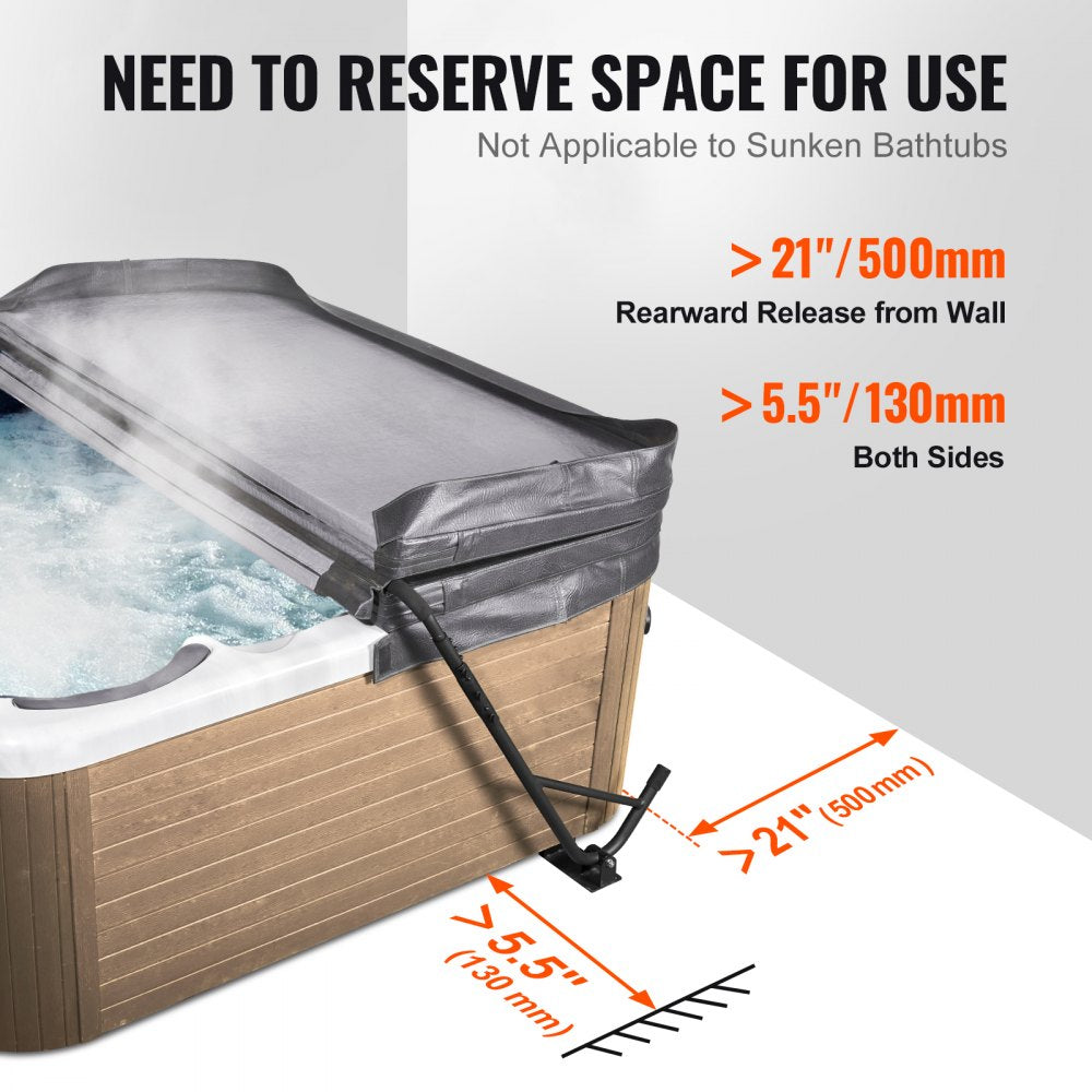 VEVOR Hot Tub Cover Lift, Spa Cover Lift, Height 31.5" - 41.3" Width 57" - 92.5" Adjustable, Installed Underneath on Both Sides, Suitable for Various Sizes of Rectangular Bathtubs, Hot Tubs, Spa 