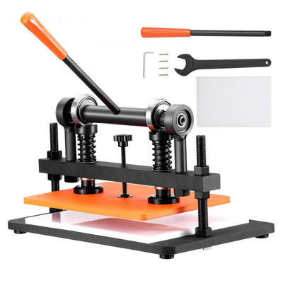 VEVOR Leather Cutting Machine, 14.2 x 10.2 in Embossing Plate Manual Die Cutter, 0.47 in Pressure Stroke Leather Embossing Machine, Dual Guide Shafts Die Cut Machine for Various of Materials 