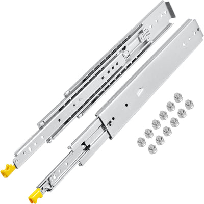 VEVOR Drawer Slides with Lock, 1 Pair 24 inch, Heavy-Duty Industrial Steel up to 500 lbs Capacity, 3-Fold Full Extension, Ball Bearing Lock-in & Lock-Out, Side Mount 