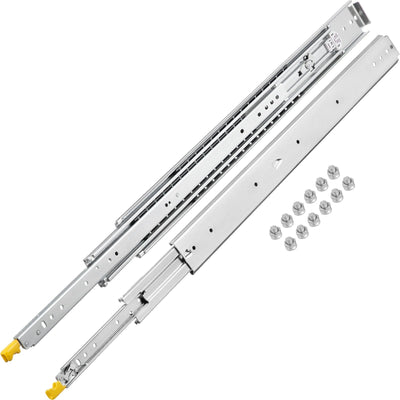 VEVOR Drawer Slides with Lock, 1 Pair 34 inch, Heavy-duty Industrial Steel up to 500 lbs Capacity, 3-Fold Full Extension, Ball Bearing Lock-in & Lock-Out, Side Mount 