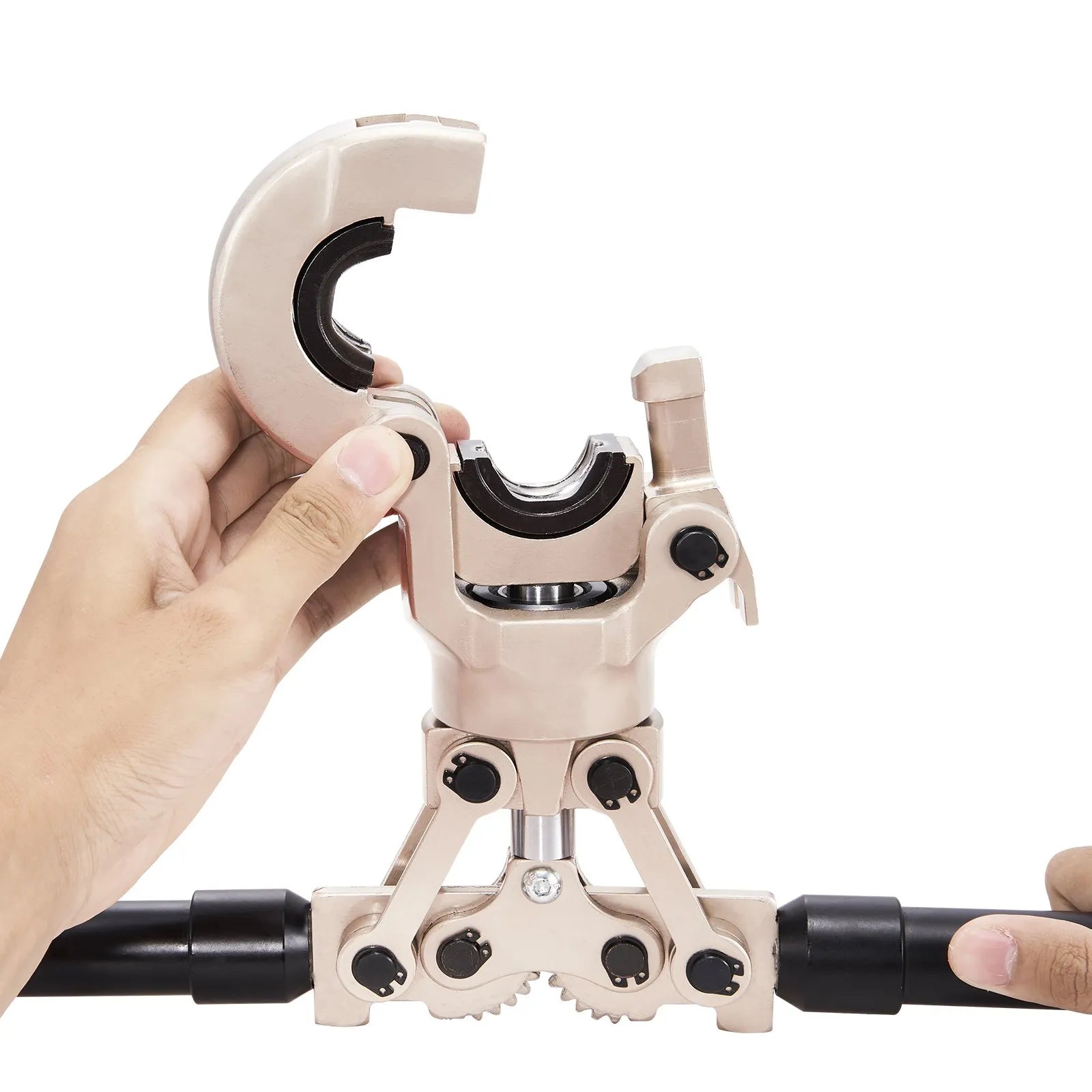 VEVOR Copper Press Tool Tube Fittings Crimping Kit, Pro Press Crimper with 1/2", 3/4", 1" Quick Change Jaws, 360° Rotatable Crimp Tool & Locking Pin, Extendable Handle, Meet ASTM B88 and B75 Standard