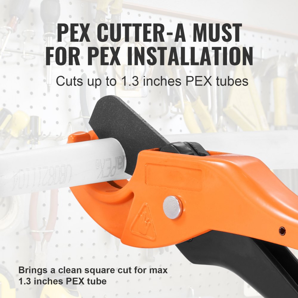 VEVOR PEX Pipe Crimping Tool Kit, Pro Press Crimper for 3/8", 1/2", 3/4" Crimp Rings, with 3 Jaw Dies, PEX Tubing Cutter, Go/No-Go Gauge, Copper Ring Removal Tool, Meets ASTM F1807 Standards 