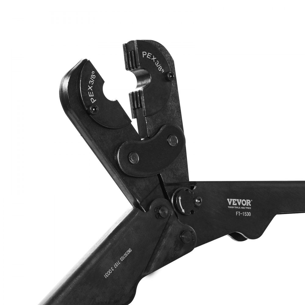 VEVOR PEX Pipe Crimping Tool Kit, Pro Press Crimper for 3/8", 1/2", 3/4" Crimp Rings, with 3 Jaw Dies, PEX Tubing Cutter, Go/No-Go Gauge, Copper Ring Removal Tool, Meets ASTM F1807 Standards 