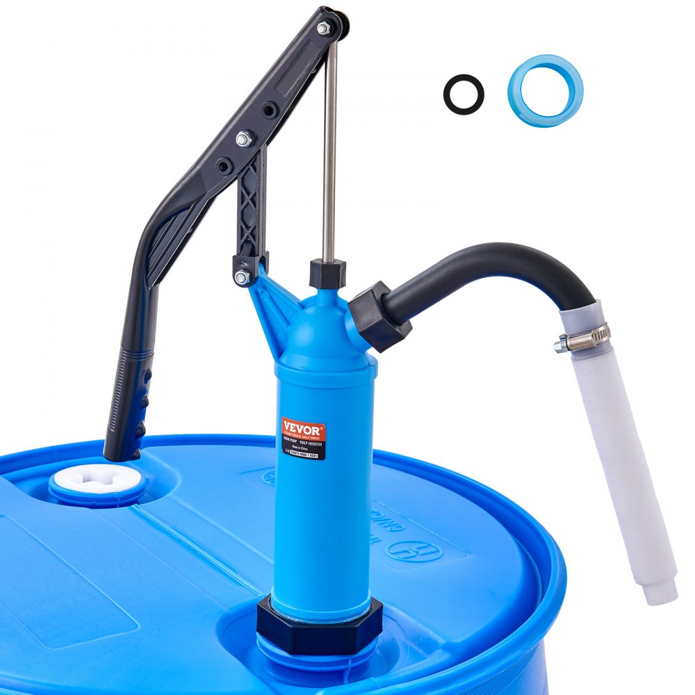 VEVOR Drum Pump, 9.5 oz. Per Stroke, Lever-Action Barrel Pump, Fits 5-55 Gallon Drums with 3-Section Suction Tube Assembly & Hose, Hand Operated, Designed to Transfer Water, Alcohol, Corrosive Liquids 