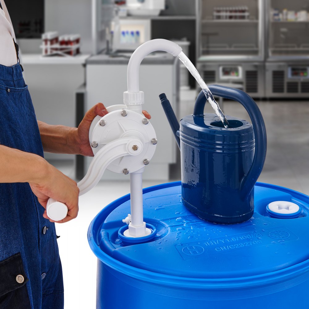 VEVOR Drum Pump, 6.5 GPM Flow, Rotary Barrel Pump Hand Crank, Fits 5 to 55 Gallon Drums with 3-Section Suction Tube Assembly and Hose, Designed for Fast Transfer of Water, Alcohol, Corrosive Liquids 