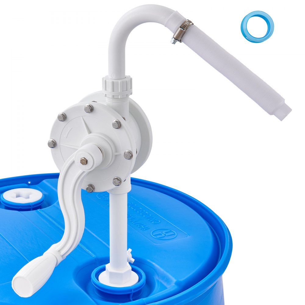 VEVOR Drum Pump, 6.5 GPM Flow, Rotary Barrel Pump Hand Crank, Fits 5 to 55 Gallon Drums with 3-Section Suction Tube Assembly and Hose, Designed for Fast Transfer of Water, Alcohol, Corrosive Liquids 