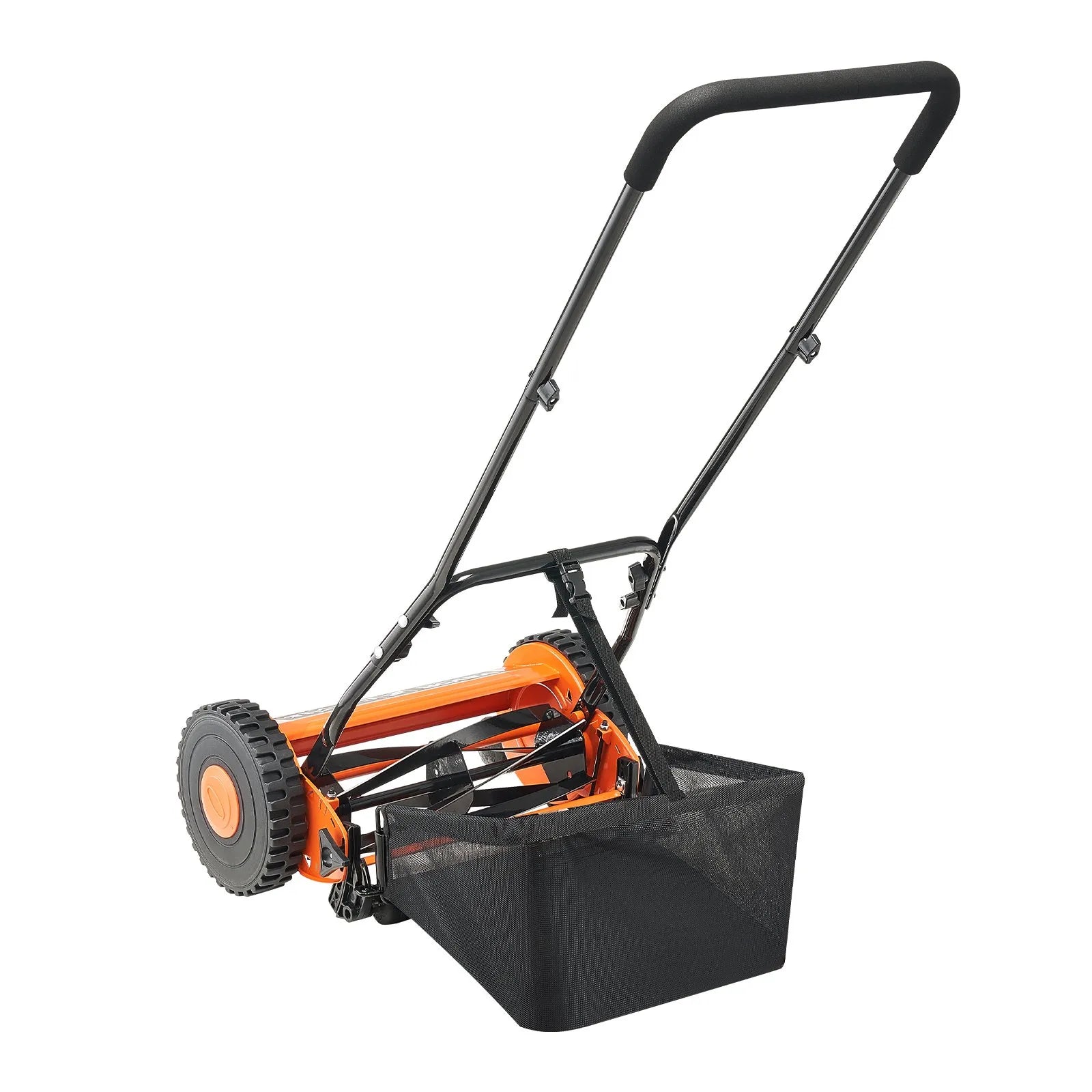 Manual Push Reel Lawn Mower with Grass Catcher Bag, 5-Blade Walk-Behind Mower, 14 in or 18 in
