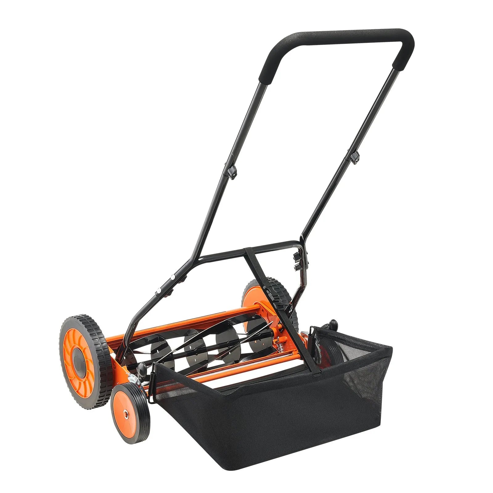 Manual Push Reel Lawn Mower with Grass Catcher Bag, 5-Blade Walk-Behind Mower, 14 in or 18 in