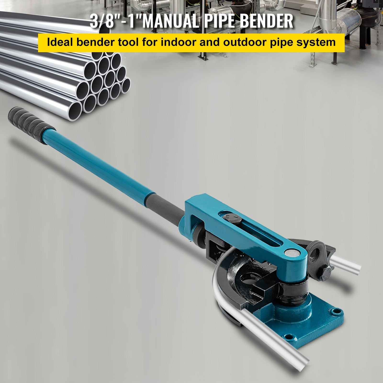 VEVOR Pipe Tube Bender 3/8" to 1", Manual Tube Bender with 7 Dies, Heavy Duty Tube Bender Tubing of Steel Metal Copper Ideal for Repair Shops 