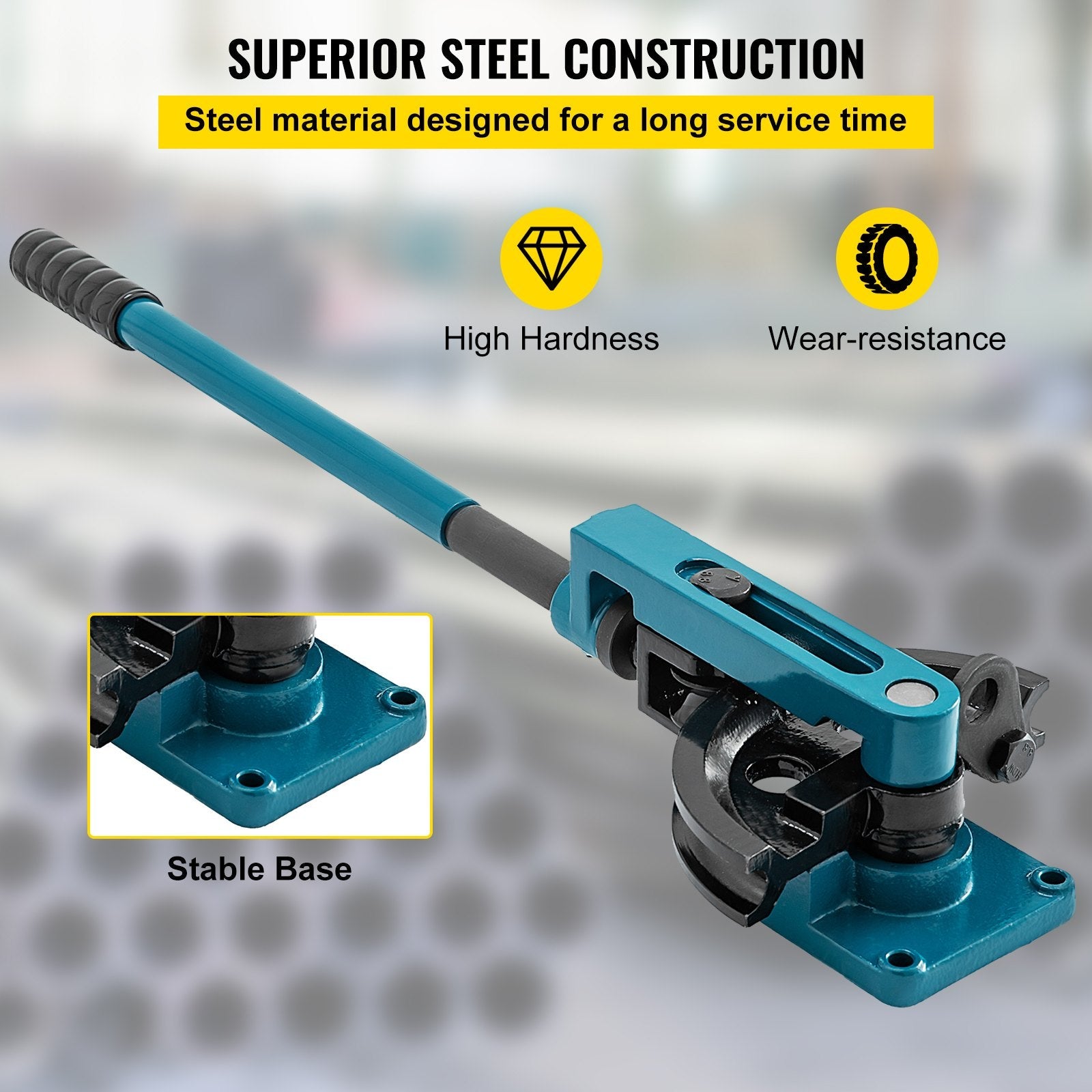 VEVOR Pipe Tube Bender 3/8" to 1", Manual Tube Bender with 7 Dies, Heavy Duty Tube Bender Tubing of Steel Metal Copper Ideal for Repair Shops 