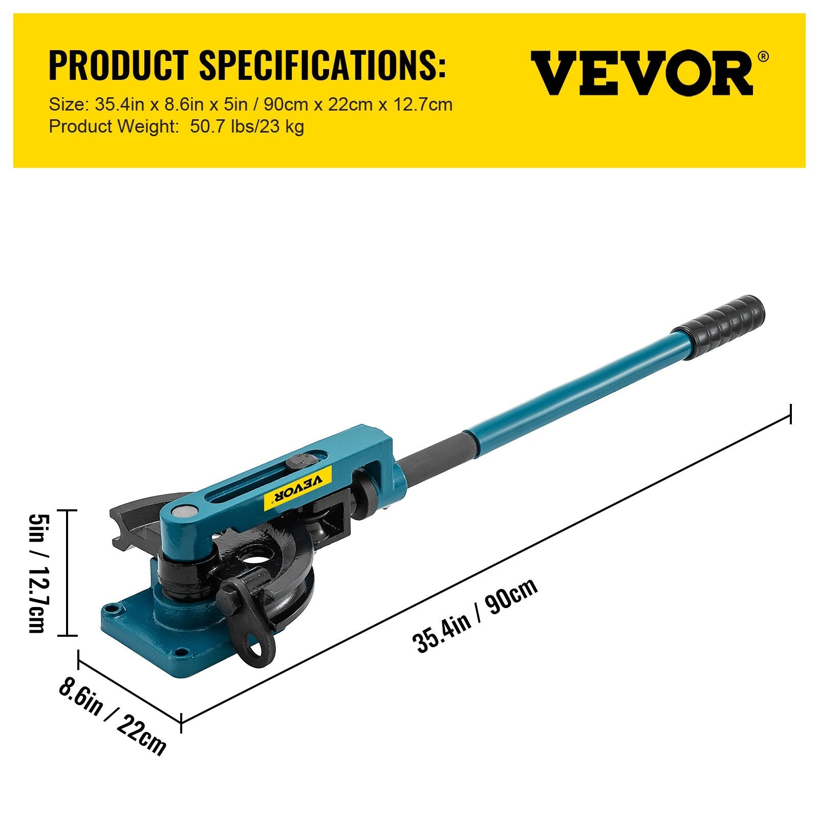 VEVOR Pipe Tube Bender 3/8" to 1", Manual Tube Bender with 7 Dies, Heavy Duty Tube Bender Tubing of Steel Metal Copper Ideal for Repair Shops 