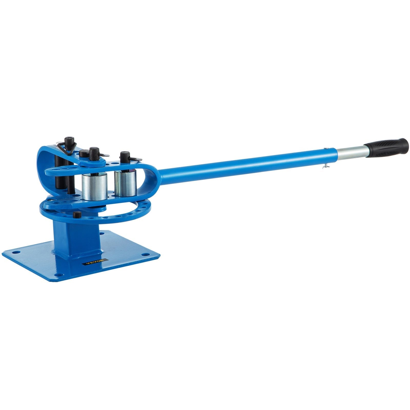 VEVOR YP-9 Manual Bench Top Compact Bender Pipe Bending Machine 7 Dies 1-3inch Metal Fabrication Tube Rod Pipe Bender 44ft Mount Powdercoat Telescoping Handle Maximum 5/8 Thick 1-15/16inch Width 