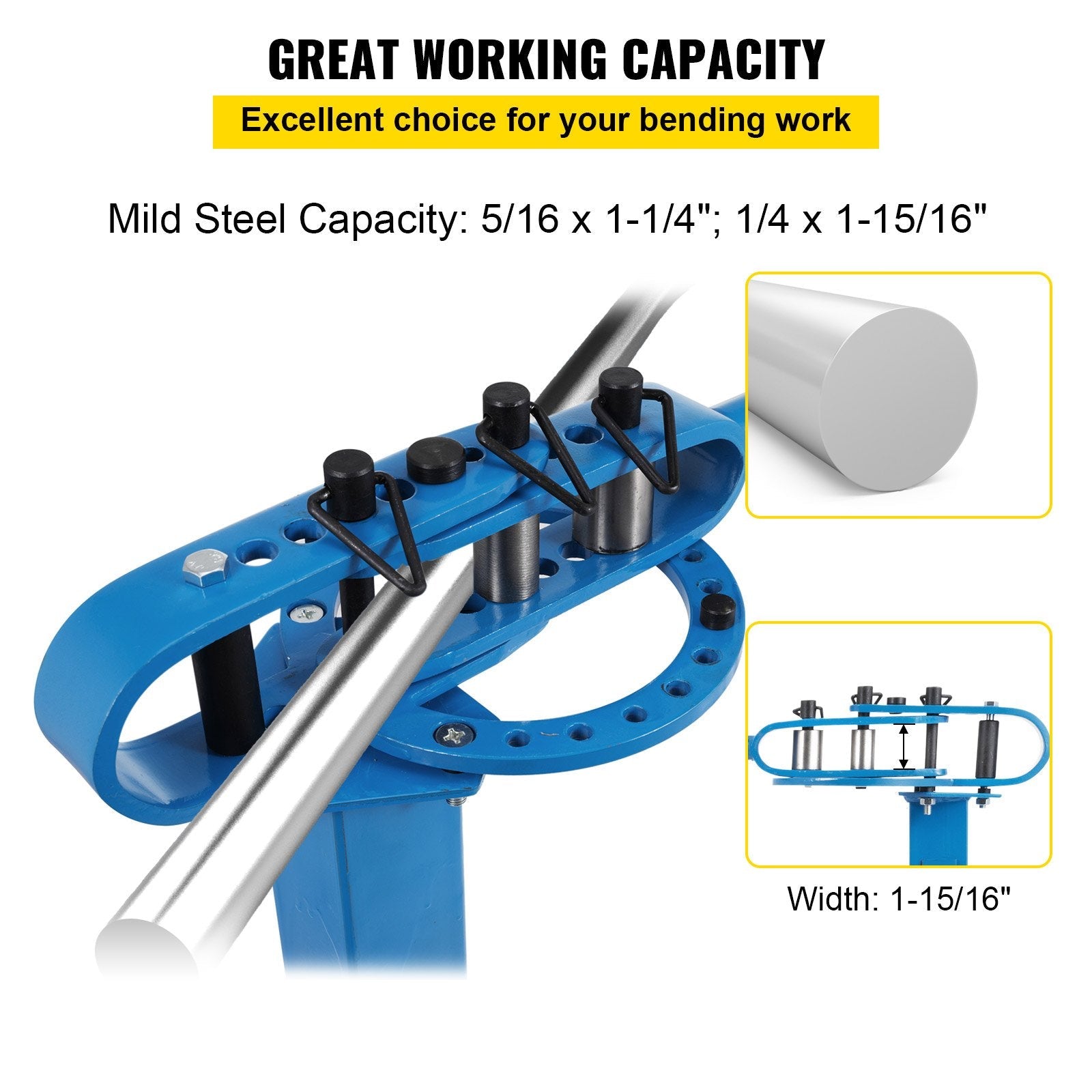 VEVOR YP 38 Pedestal Floor Compact Bender 7 Dies Versatile Compact Metal Tubing Bender 44' Mount Powdercoat Telescoping Handle Maximum 5/8" Thick 1-15/16" Width 
