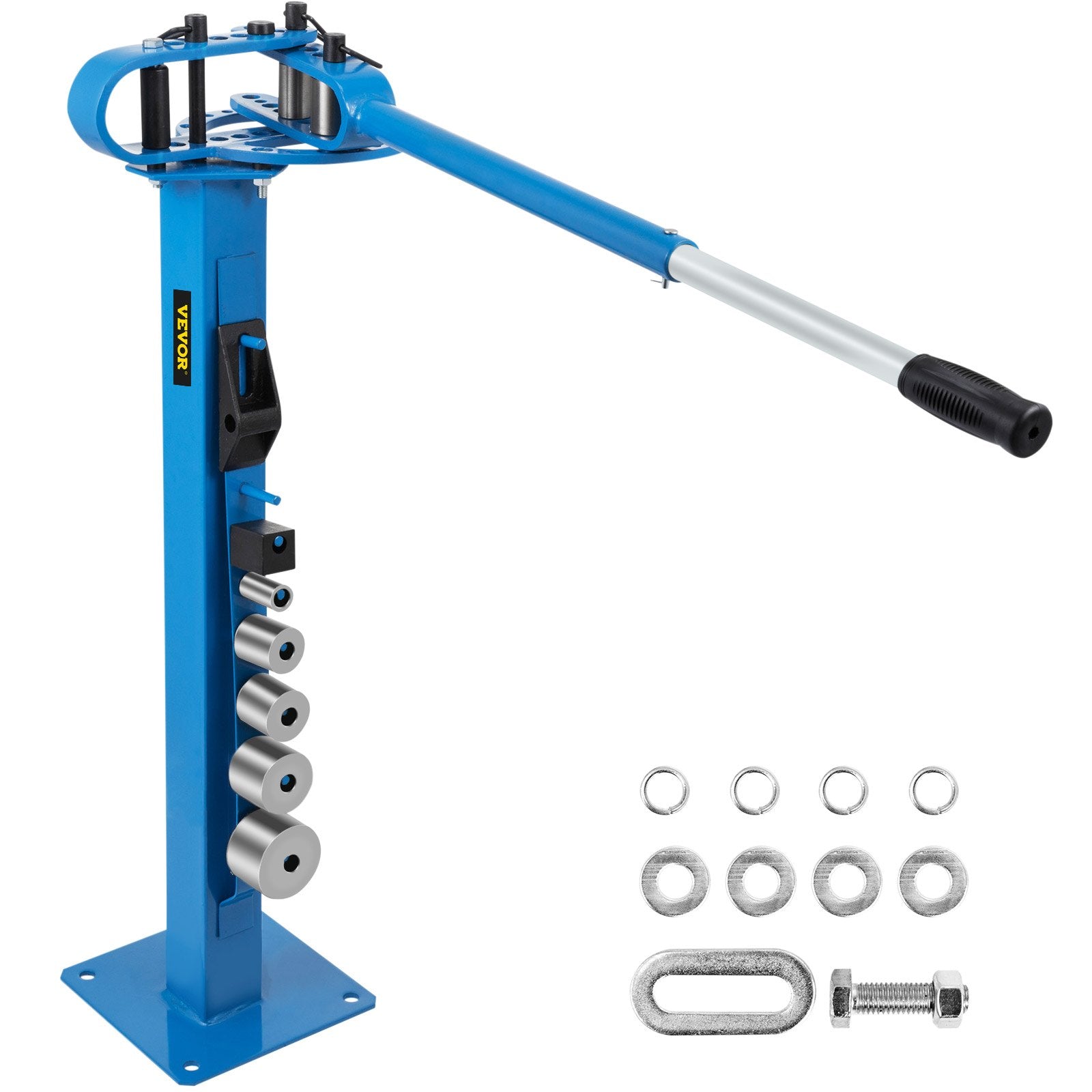 VEVOR YP 38 Pedestal Floor Compact Bender 7 Dies Versatile Compact Metal Tubing Bender 44' Mount Powdercoat Telescoping Handle Maximum 5/8" Thick 1-15/16" Width 