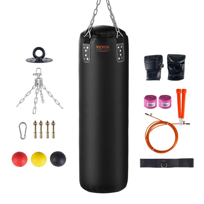 VEVOR Punching Bag for Adults, 4ft PVC Heavy Boxing Bag Set, Punching Bag with Chains and Gloves, Hanging Boxing Bag for MMA Karate Judo, Muay Thai Kickboxing Boxing, Home Gym Training, (Unfilled) 