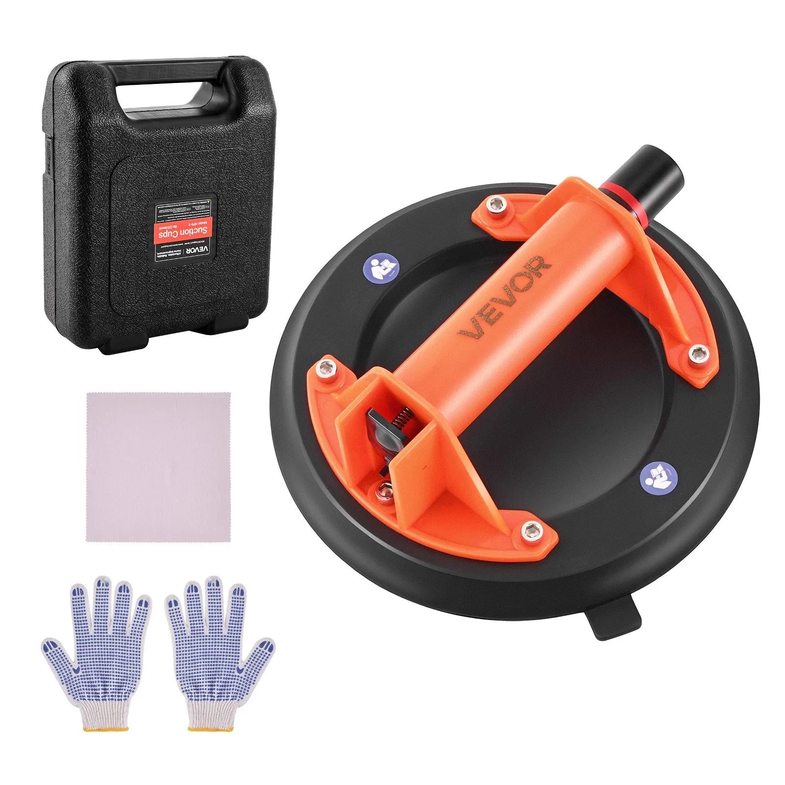 VEVOR Vacuum Suction Cup, 8-Inch Vacuum Glass Lifter with ABS Handle, 400 lbs Max Lifting Capacity Tile Suction Cup Tool with Carrying Case for Lifting Large Tile, Granite, Drywall, Windows (1-Pack) 