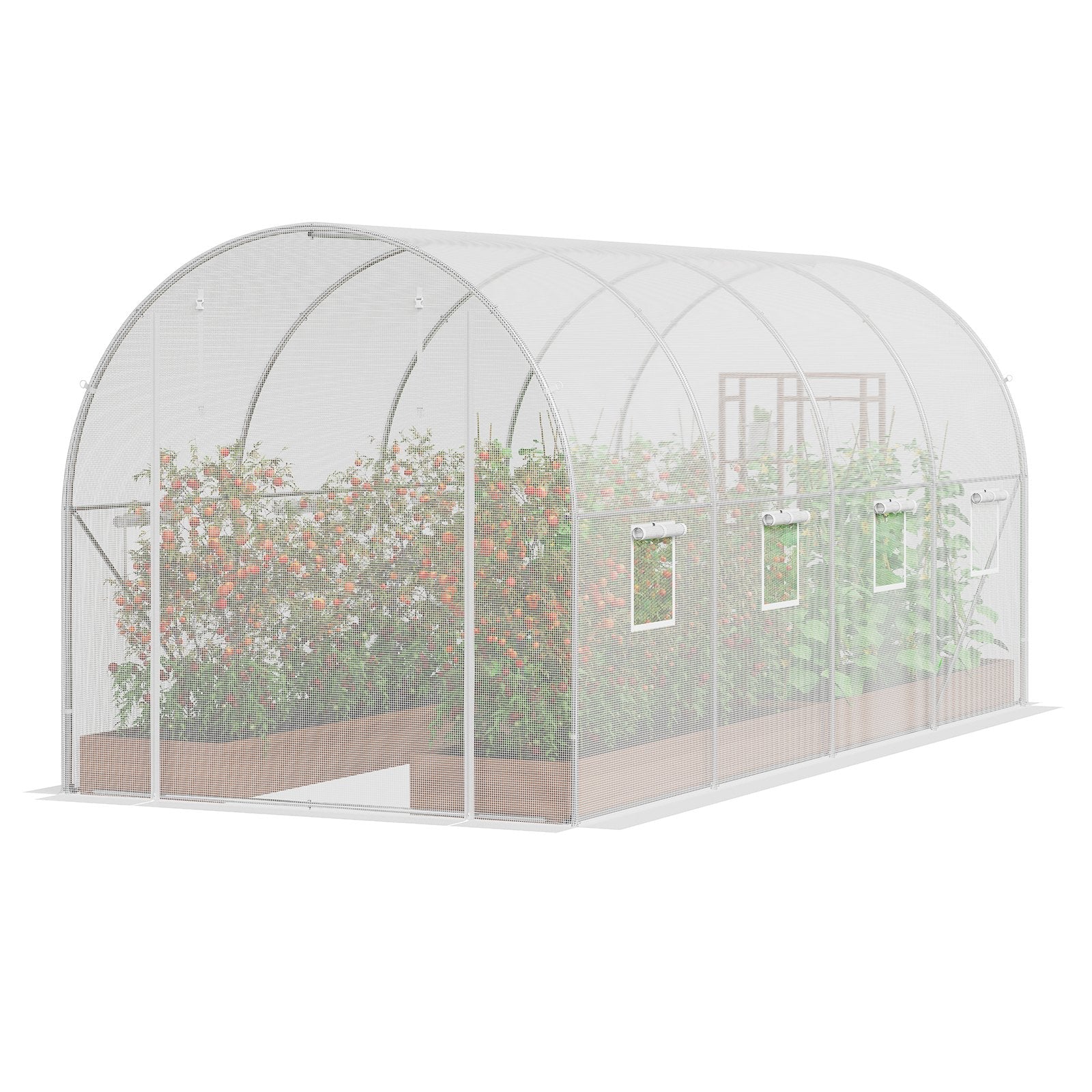 VEVOR Walk-in Tunnel Greenhouse 14.6x6.36x6.3ft Galvanized Frame PE Cover White 