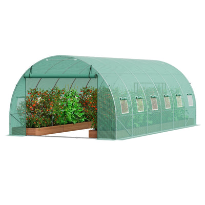 VEVOR Walk-in Tunnel Greenhouse 19.36x9.68x6.5ft Galvanized Frame PE Cover Green 