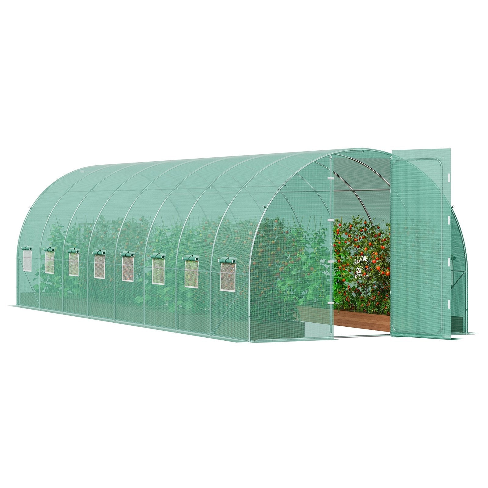 VEVOR Walk-in Tunnel Greenhouse 27.38x9.5x7.38ft Galvanized Frame PE Cover Green 