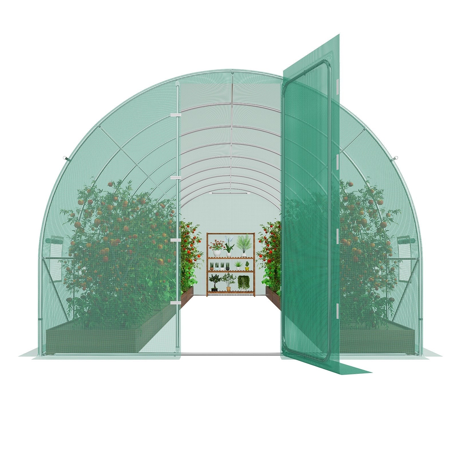 VEVOR Walk-in Tunnel Greenhouse 27.38x9.5x7.38ft Galvanized Frame PE Cover Green 