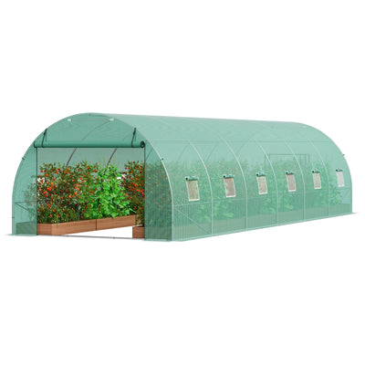 VEVOR Walk-in Tunnel Greenhouse 29.2x9.7x6.5ft Galvanized Frame PE Cover Green 