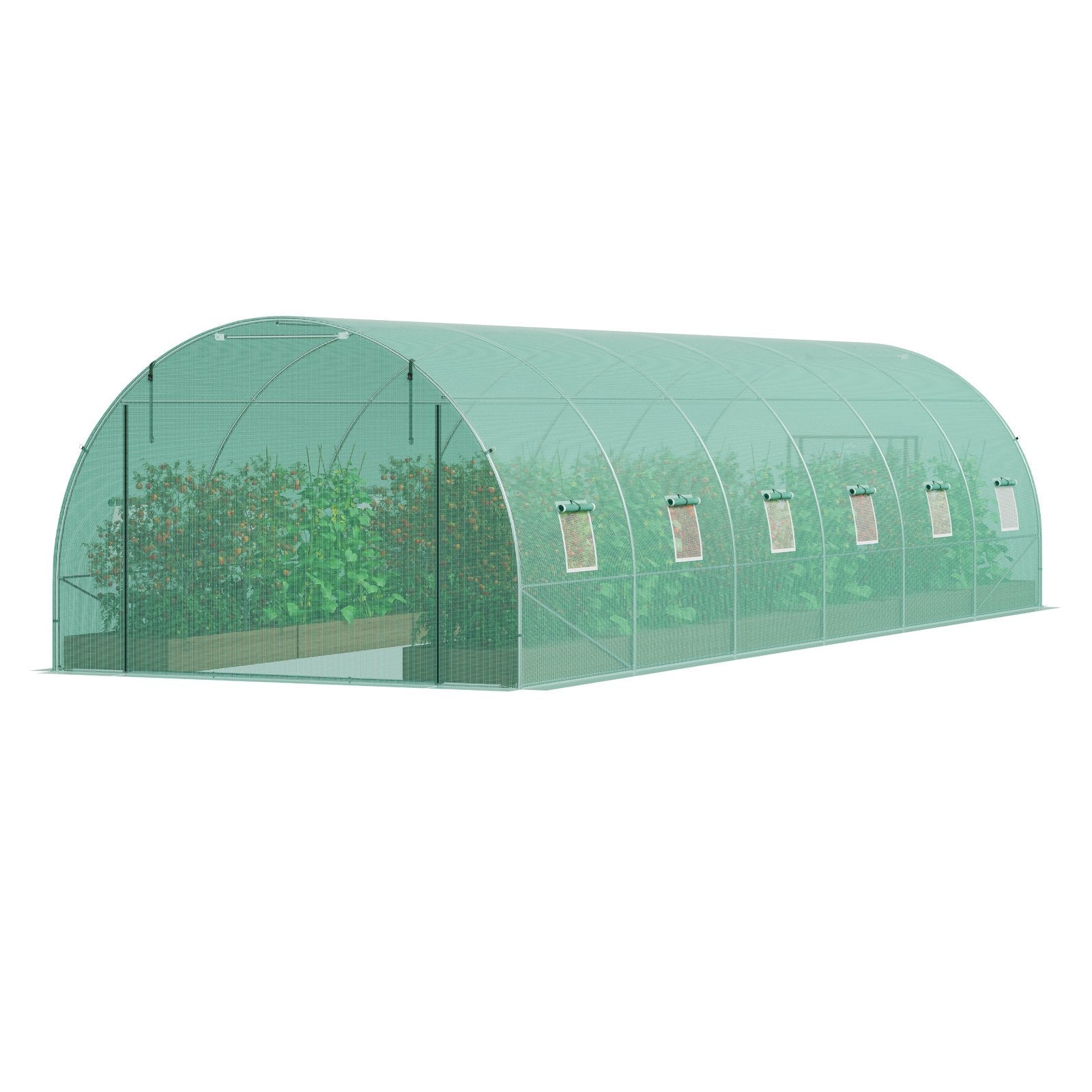 VEVOR Walk-in Tunnel Greenhouse 29.2x9.7x6.5ft Galvanized Frame PE Cover Green 