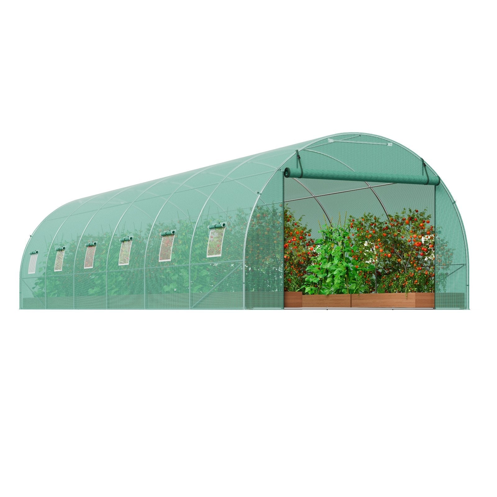 VEVOR Walk-in Tunnel Greenhouse 29.2x9.7x6.5ft Galvanized Frame PE Cover Green 